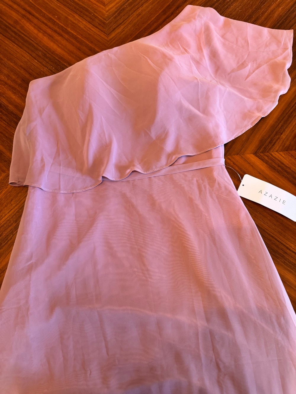 Azazie Mauve One Shoulder Gown Size 8 NWT Formal Wedding Guest Dress - Picture 4 of 11